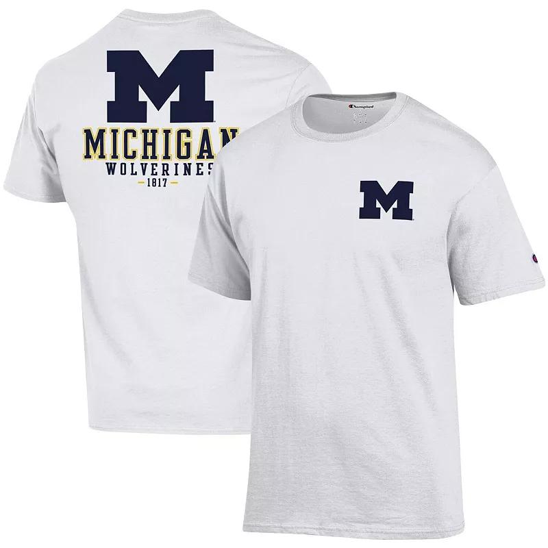 Men's Champion White Michigan Wolverines Stack 2-Hit T-Shirt,  Product Image