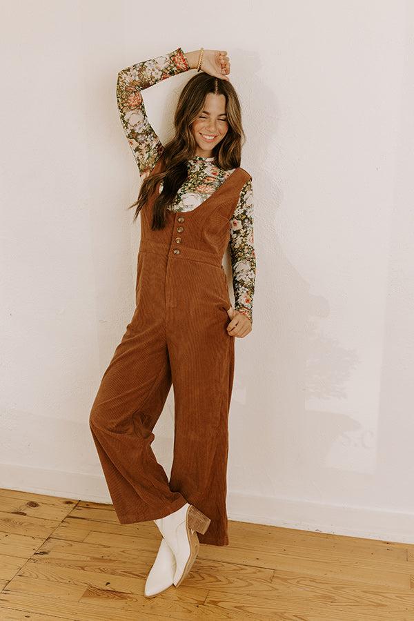 Falling For You Corduroy Jumpsuit in Mocha Product Image