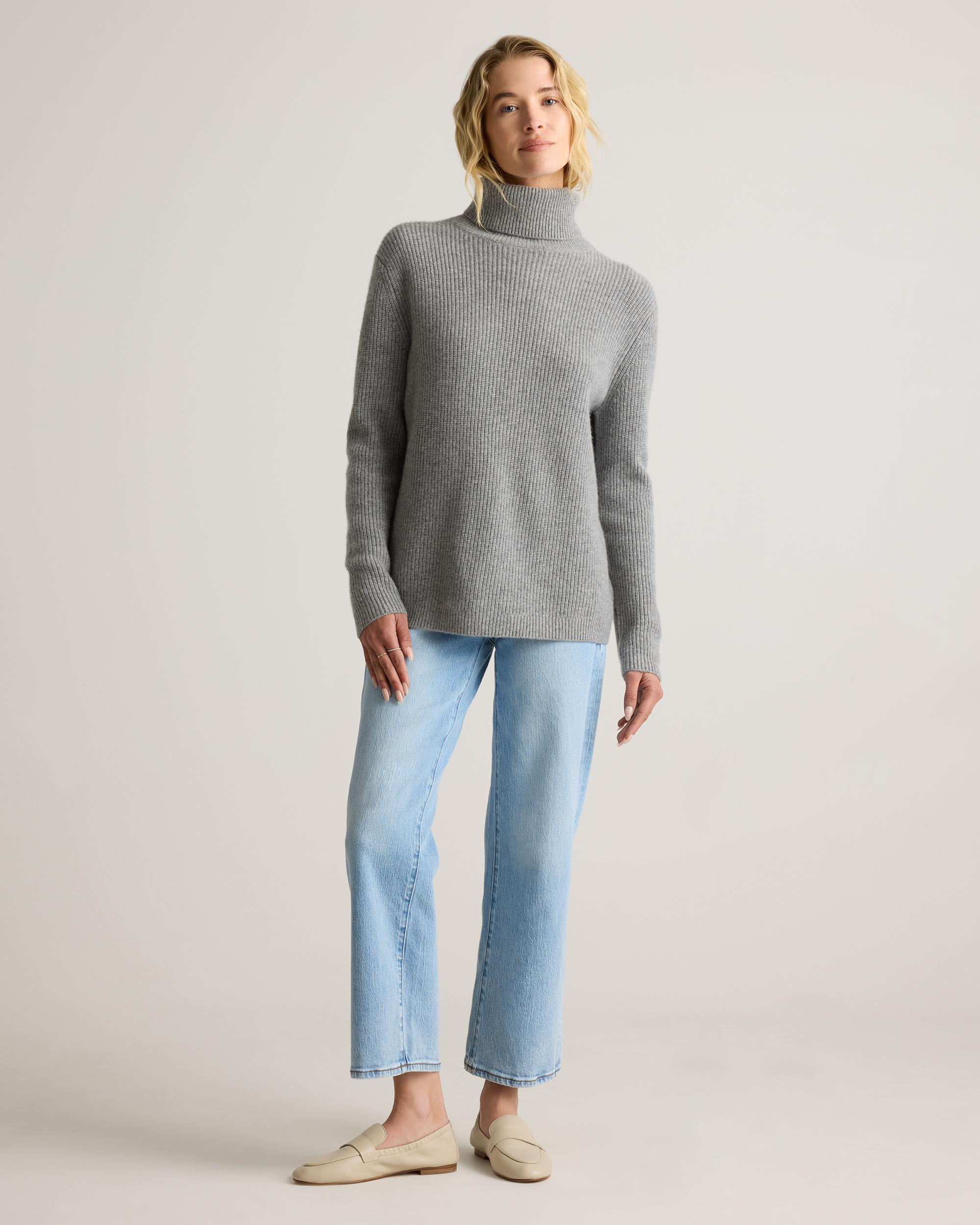 Quince | Women's Mongolian Cashmere Fisherman Turtleneck Sweater Size XL Product Image