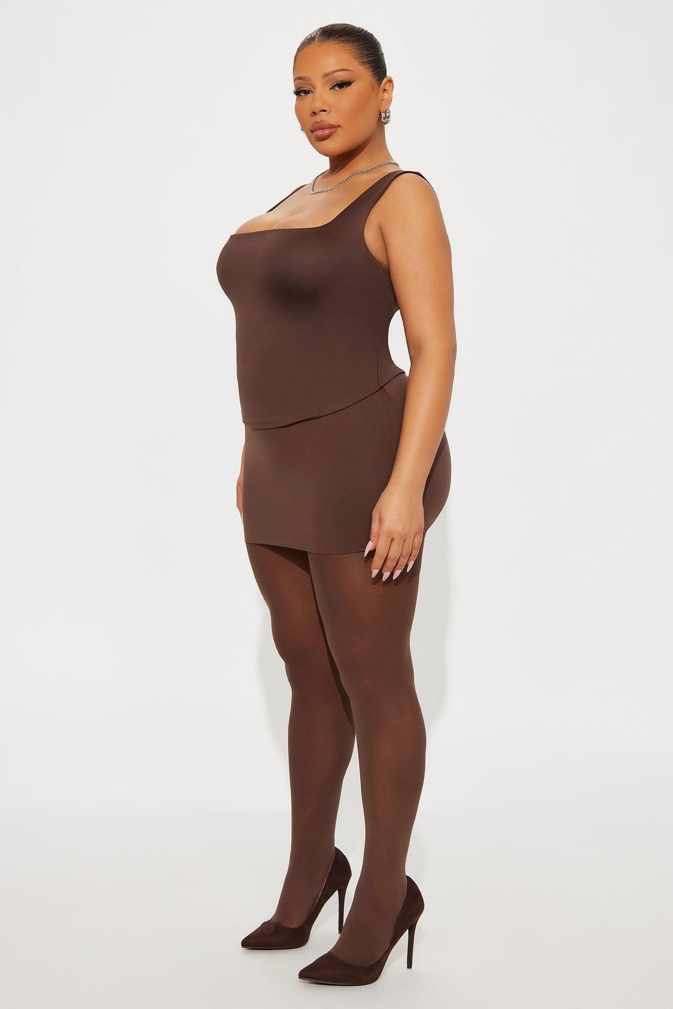 Contour Double Lined Mini Skirt - Chocolate Female Product Image