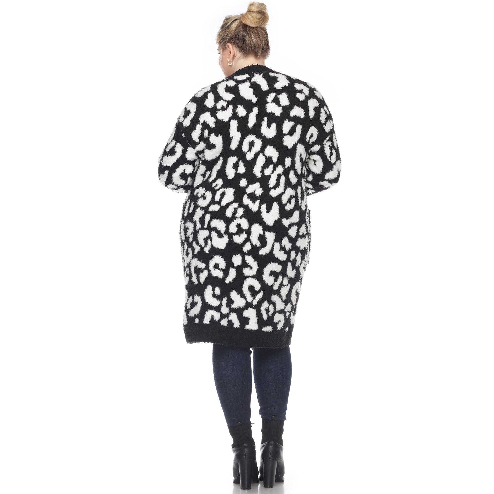 Leopard Print Open Front Sherpa Coat - Plus Product Image