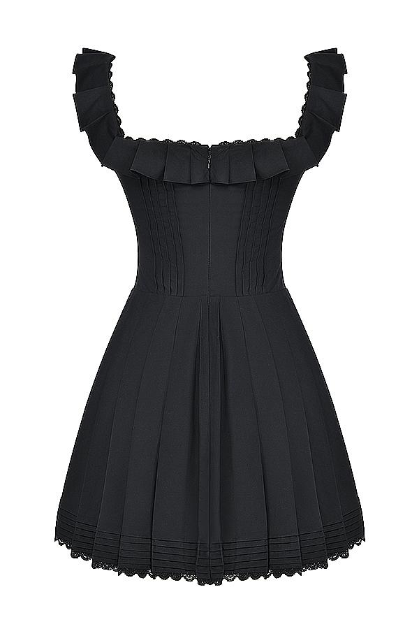 Jemima  black pin tuck pleated dress Product Image