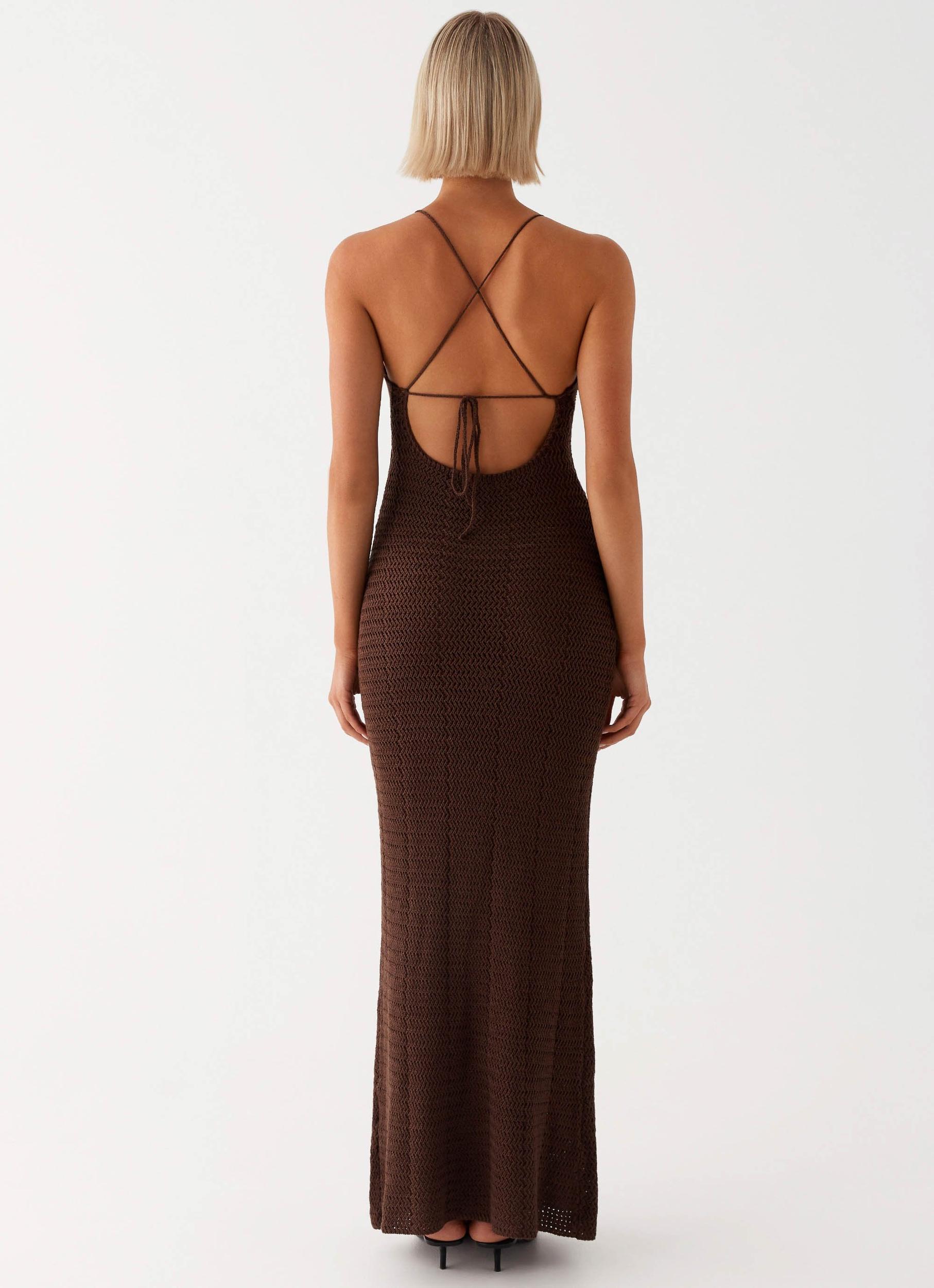 Zara Rose Crochet Maxi Dress - Chocolate Product Image