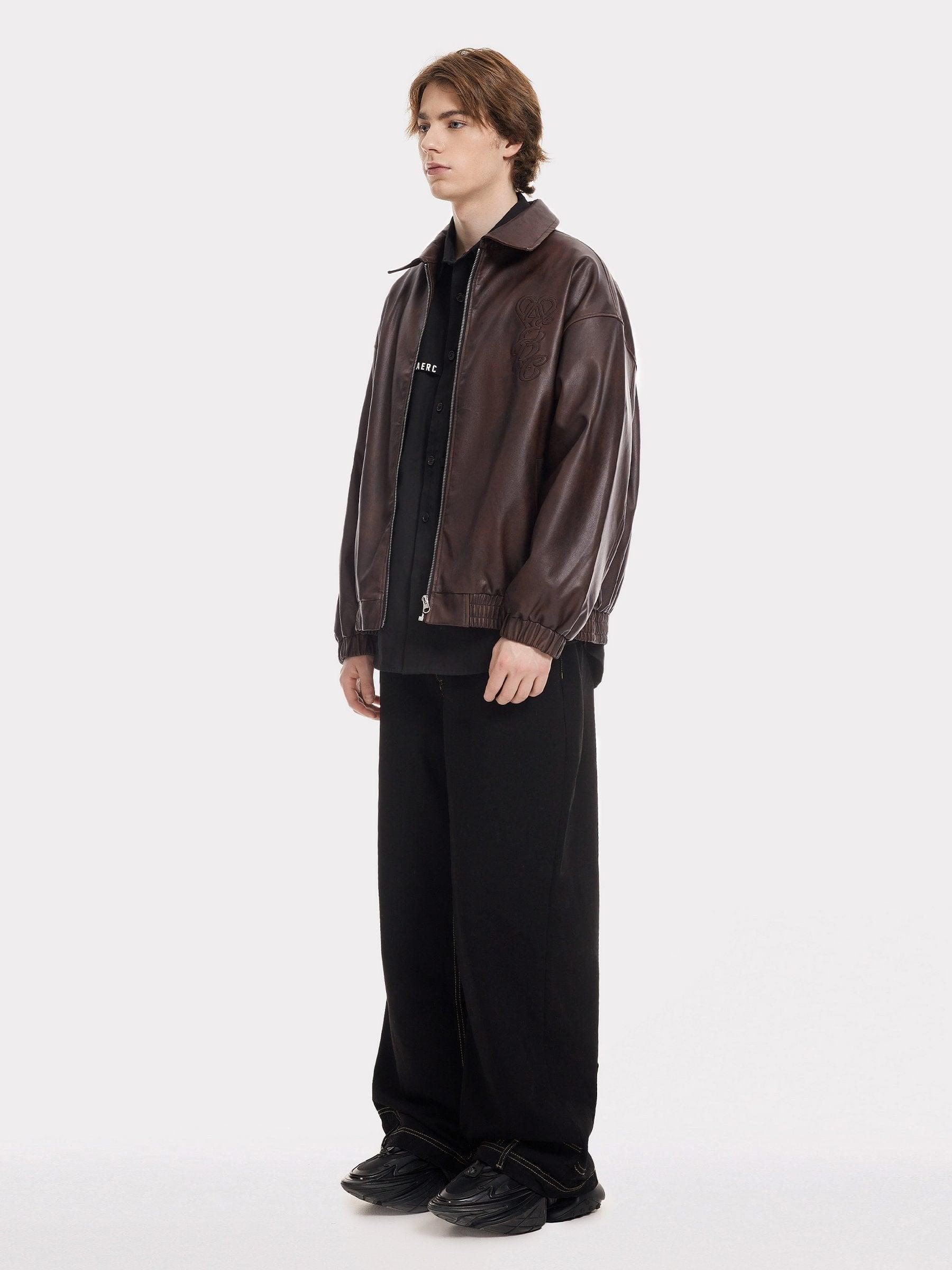 Aelfric Eden Embroidery Faux Leather Jacket Product Image