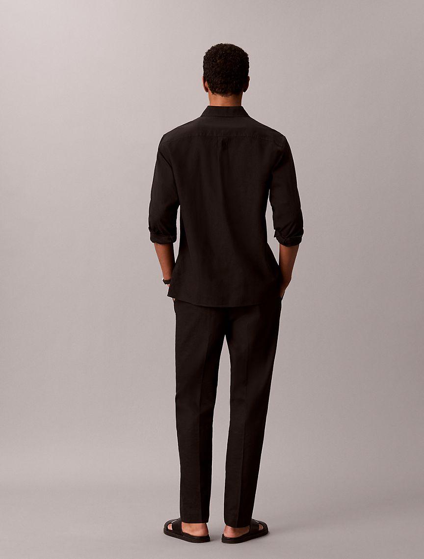 Linen Blend Pleated Pull-On Pants Product Image