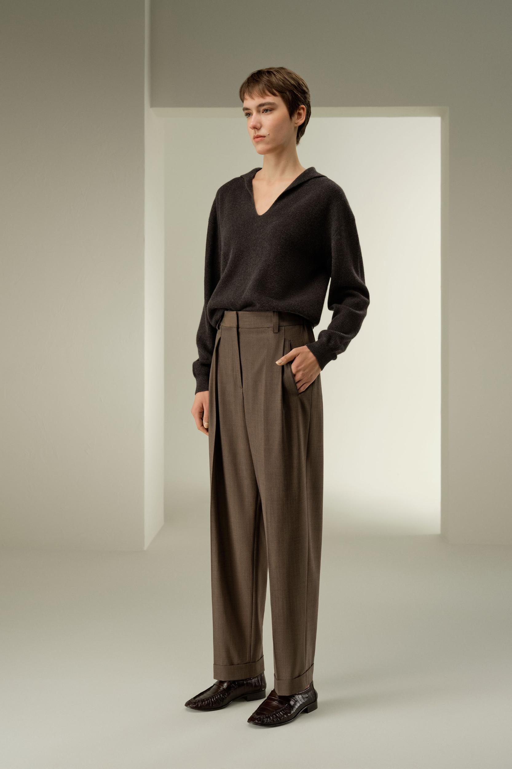 Havana Silk-Wool Barrel leg pants Product Image