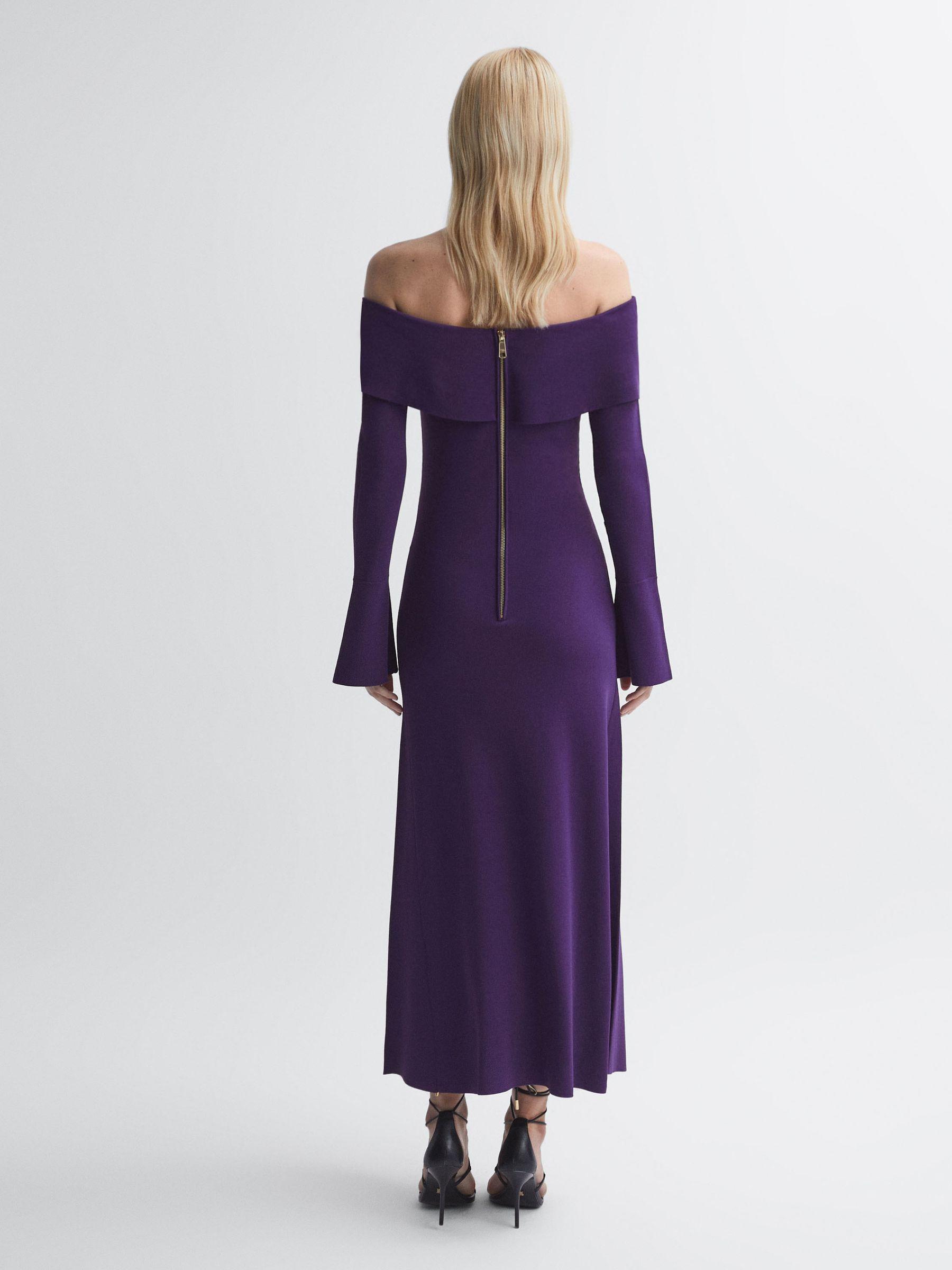 Florere Knitted Strapless Maxi Dress in Dark Purple Product Image