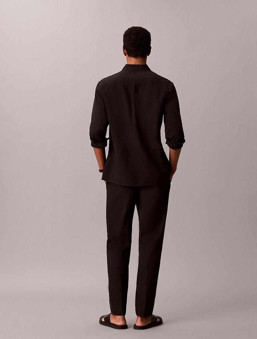 Linen Blend Pleated Pull-On Pants Product Image