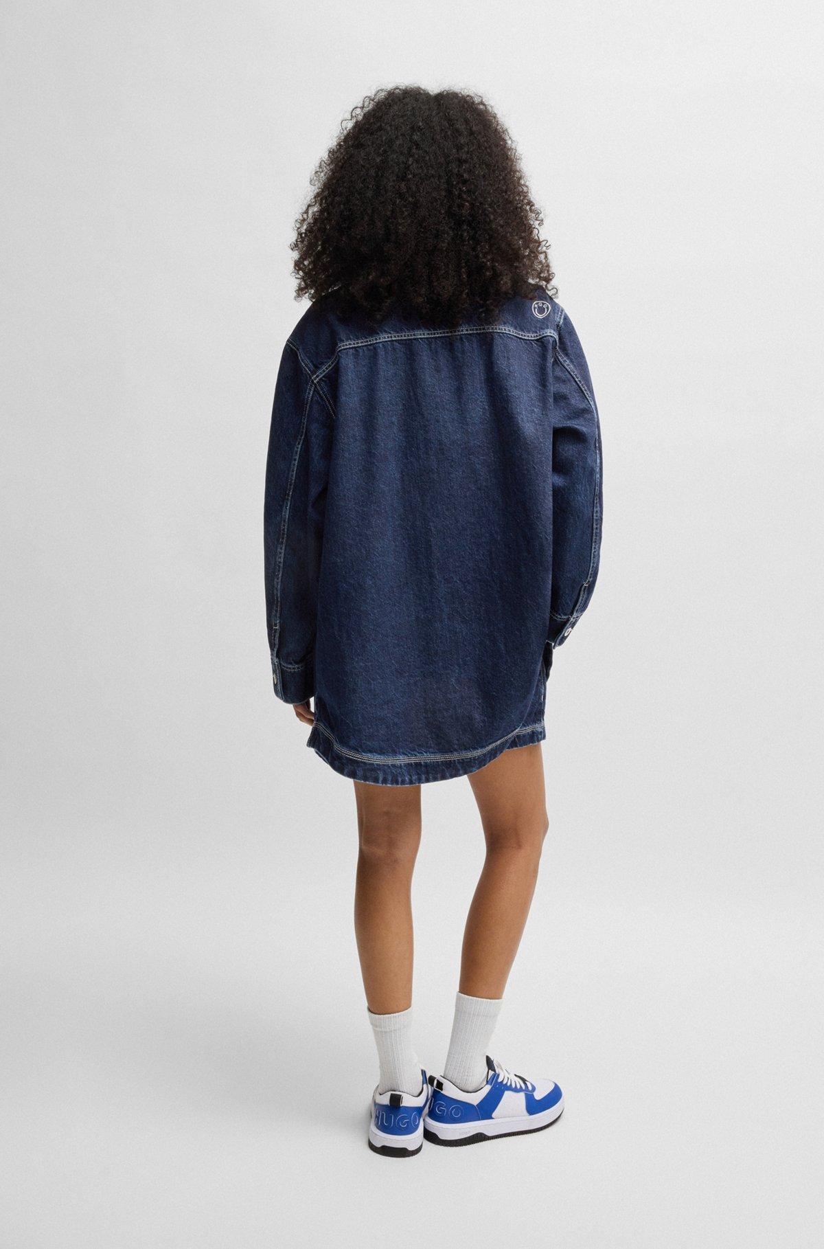 Oversize-fit denim jacket with contrast stitching Product Image