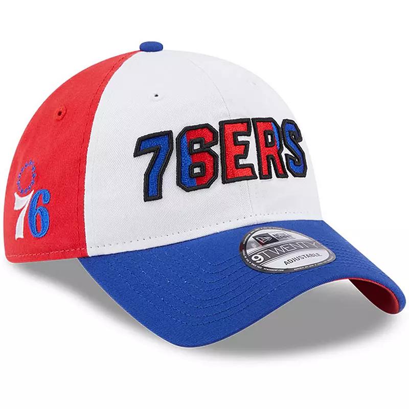 Men's New Era White/Royal Philadelphia 76ers Back Half 9TWENTY Adjustable Hat, 76r White Product Image