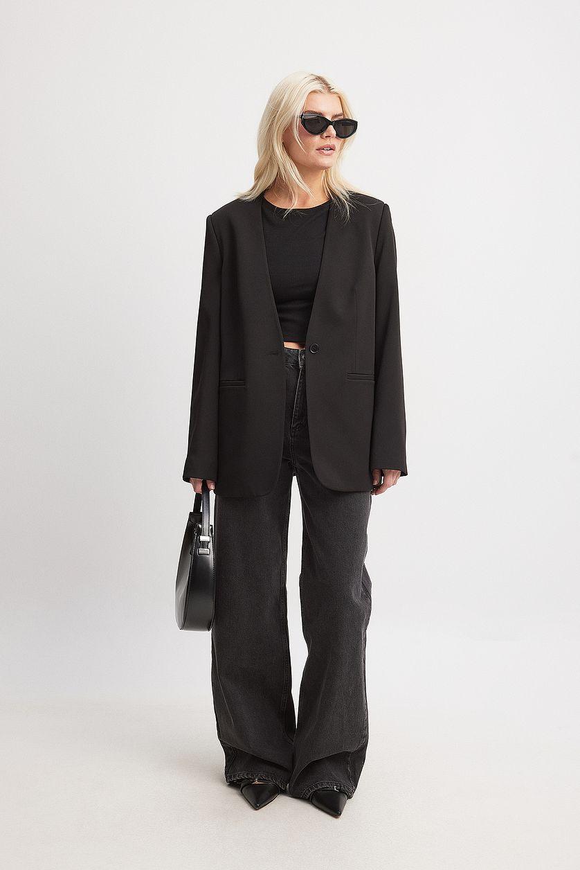 Round Neck Ribbed Long Sleeve Crop Top Product Image