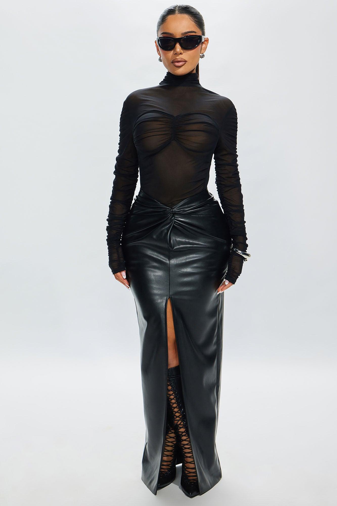 Madeline Sheer Ruched Top - Black Product Image