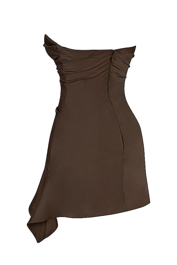Jasmine  chocolate draped strapless corset dress Product Image