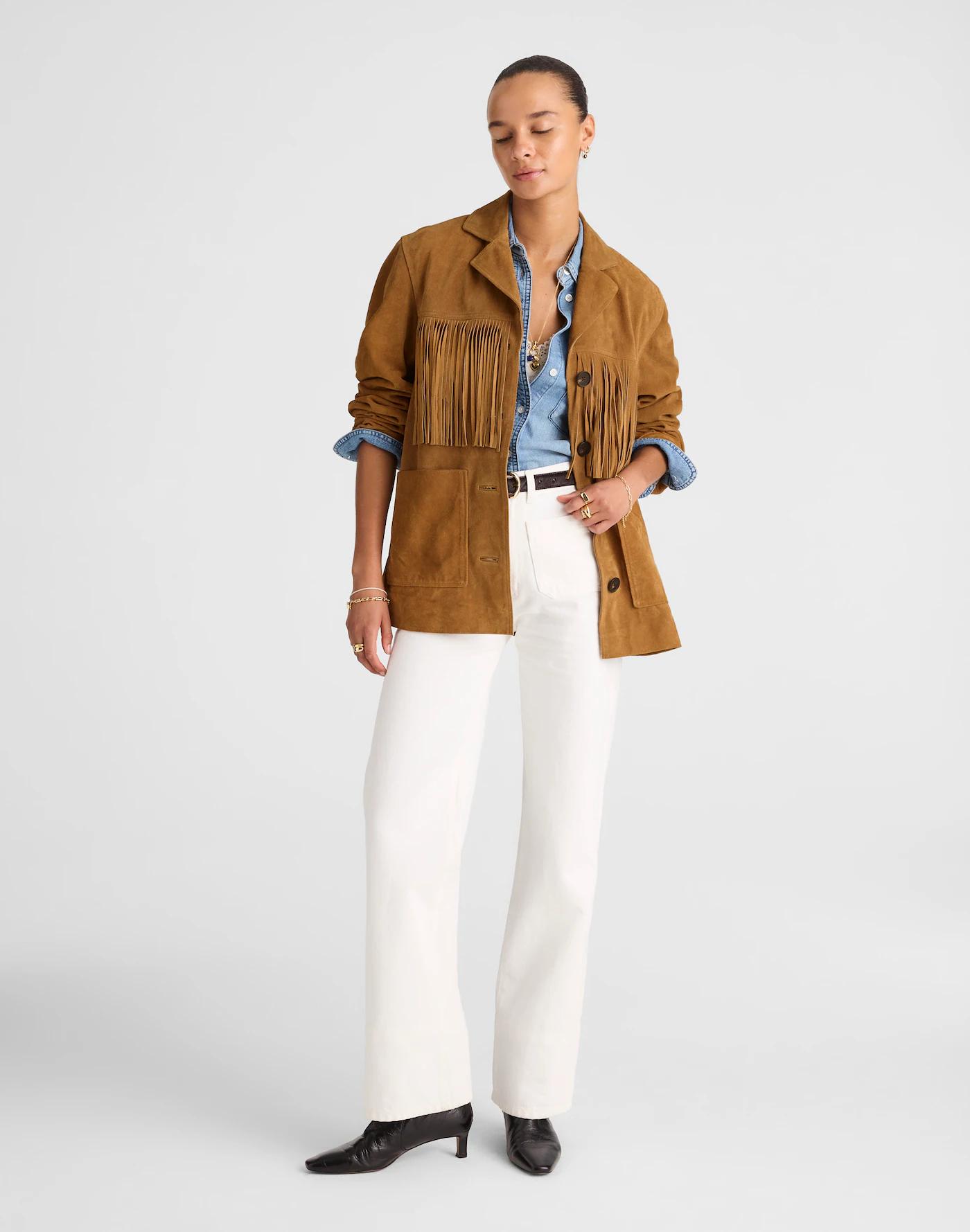 Fringe Shirt-Jacket in Suede Product Image
