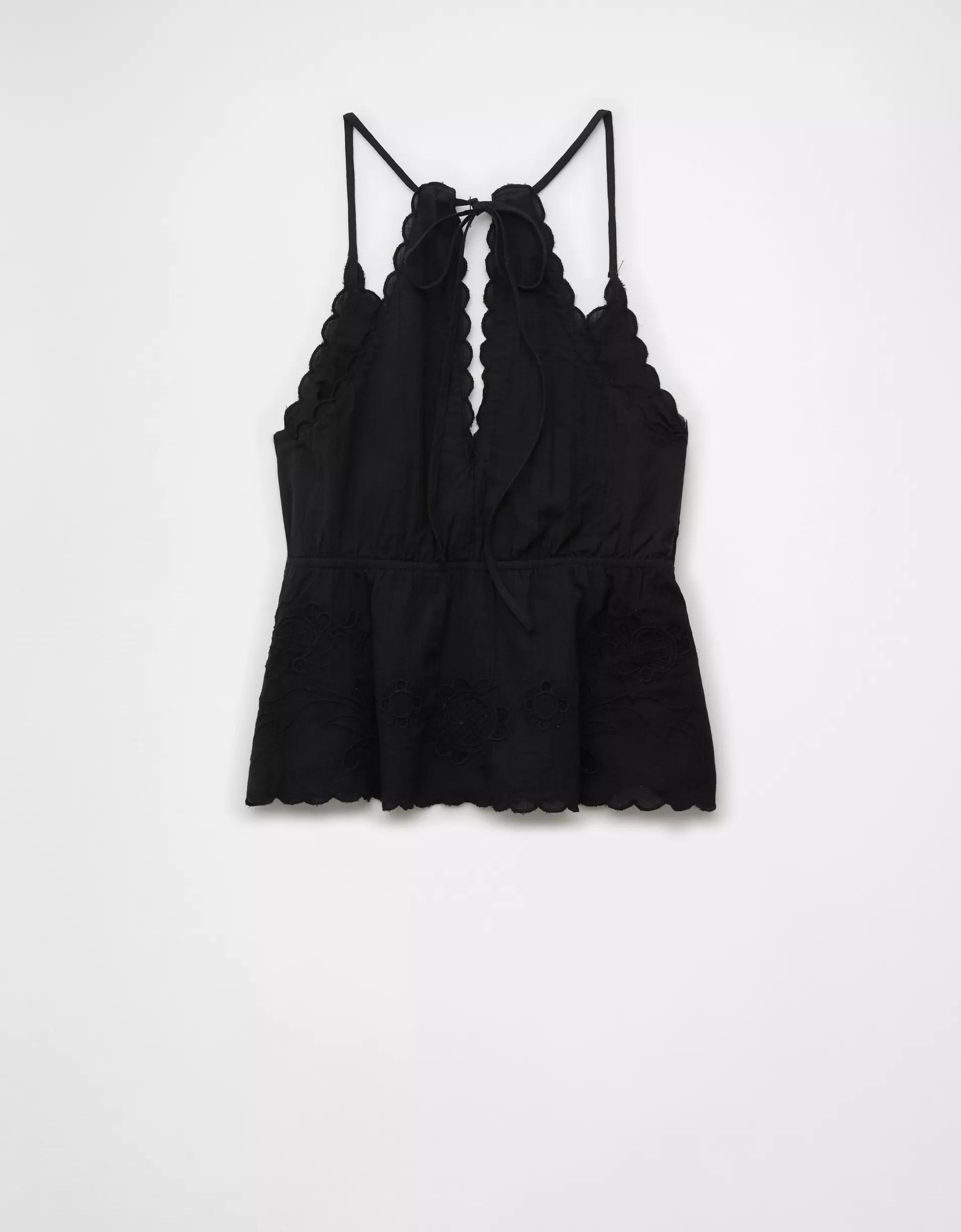 AE V-Neck Embroidered Halter Top Product Image