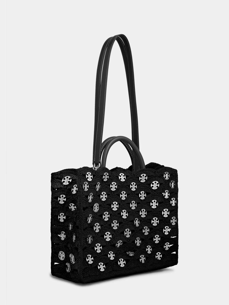 BLACK TOTE BAG IN RAFFIA Product Image