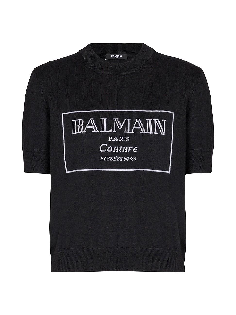 Womens Logo Merino Wool Short-Sleeve Bi-Color Knit Top Product Image