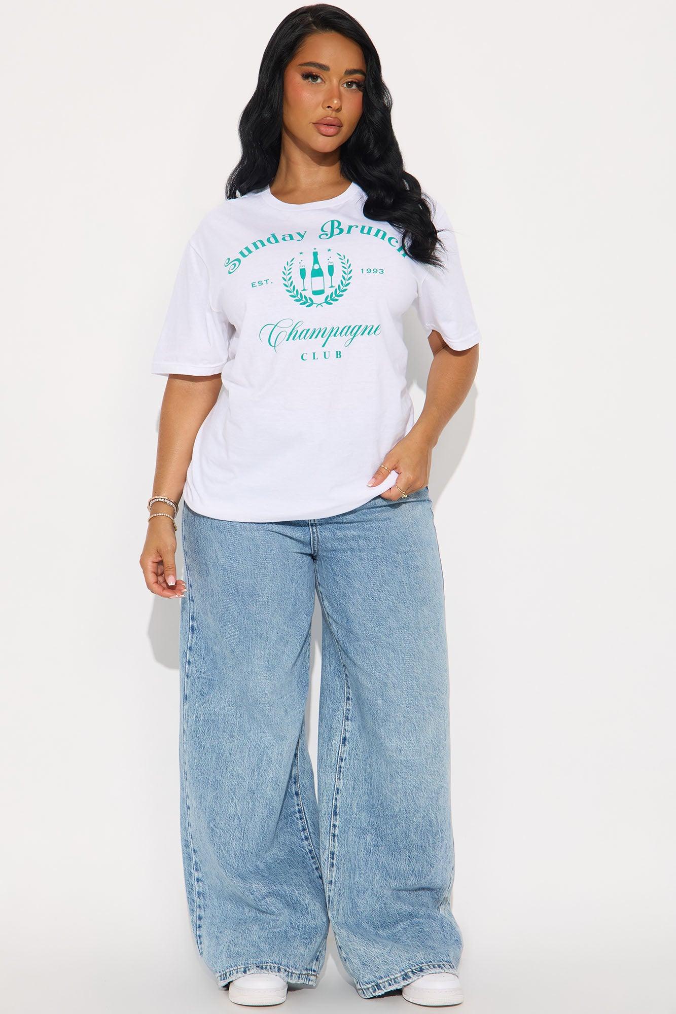 Sunday Brunch Club Oversized Tee - White Female Product Image