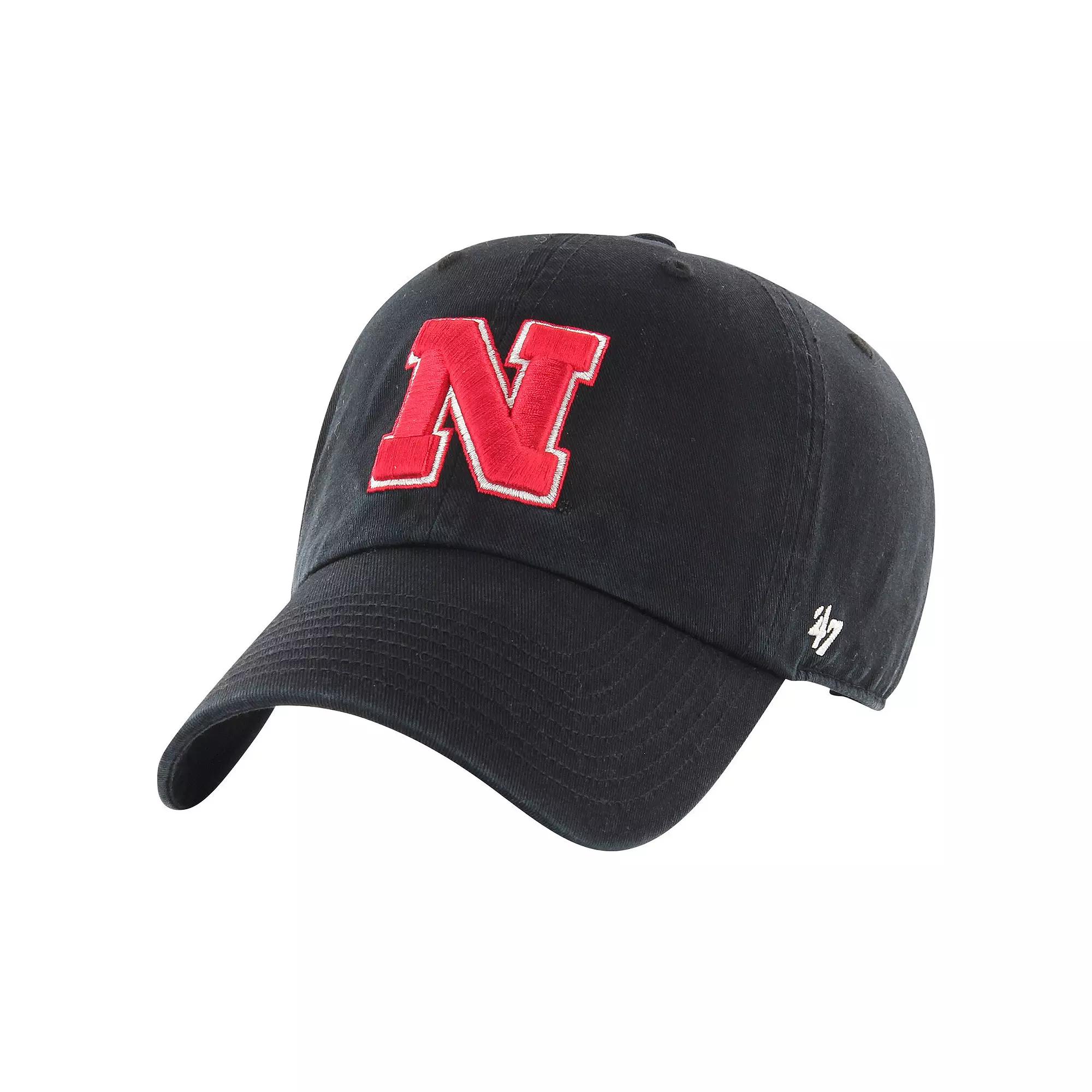 Men's '47 Black Nebraska Huskers Vintage Clean Up Adjustable Hat Product Image