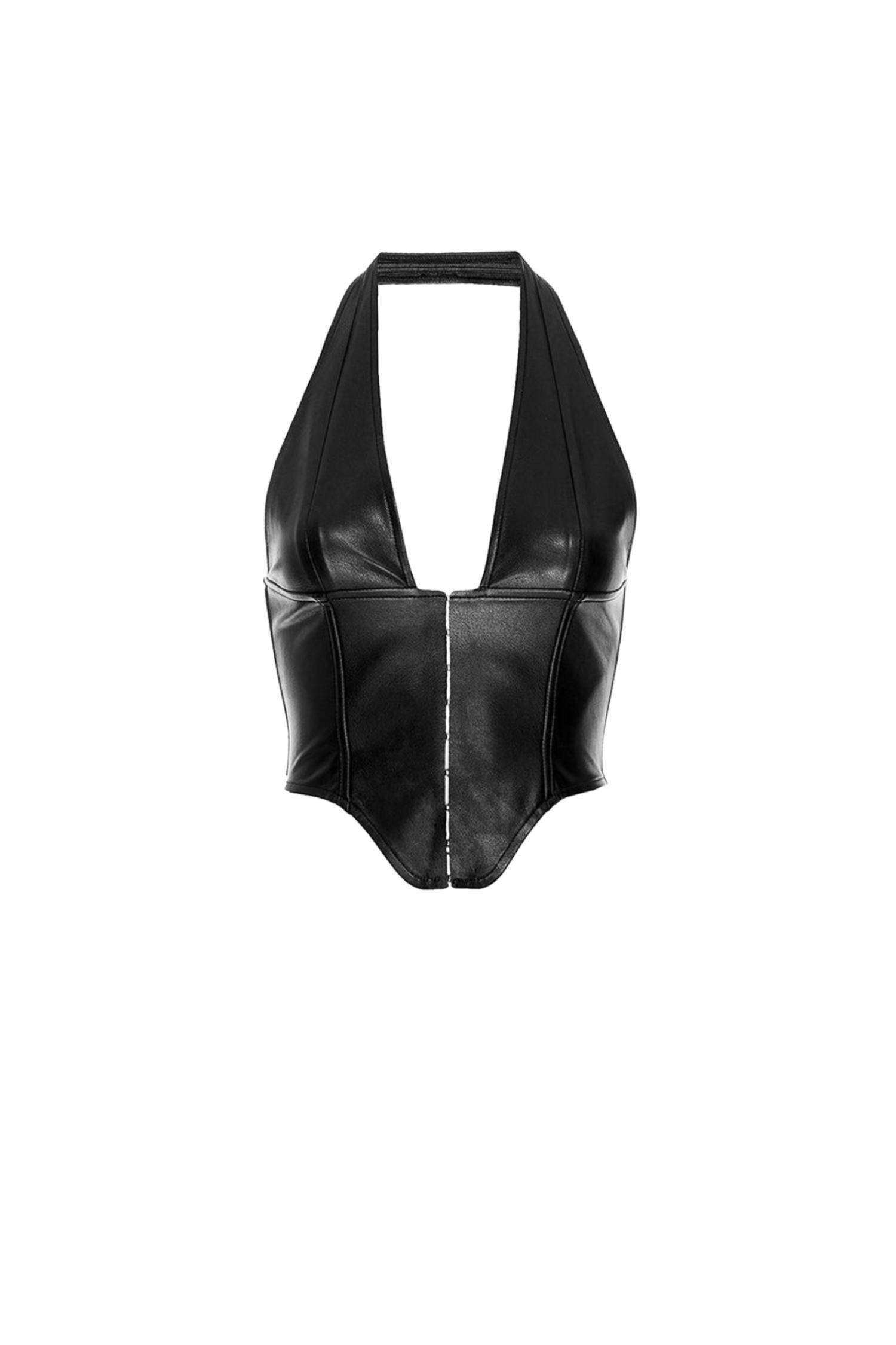 MARA CORSET - BLACK VEGAN LEATHER Product Image