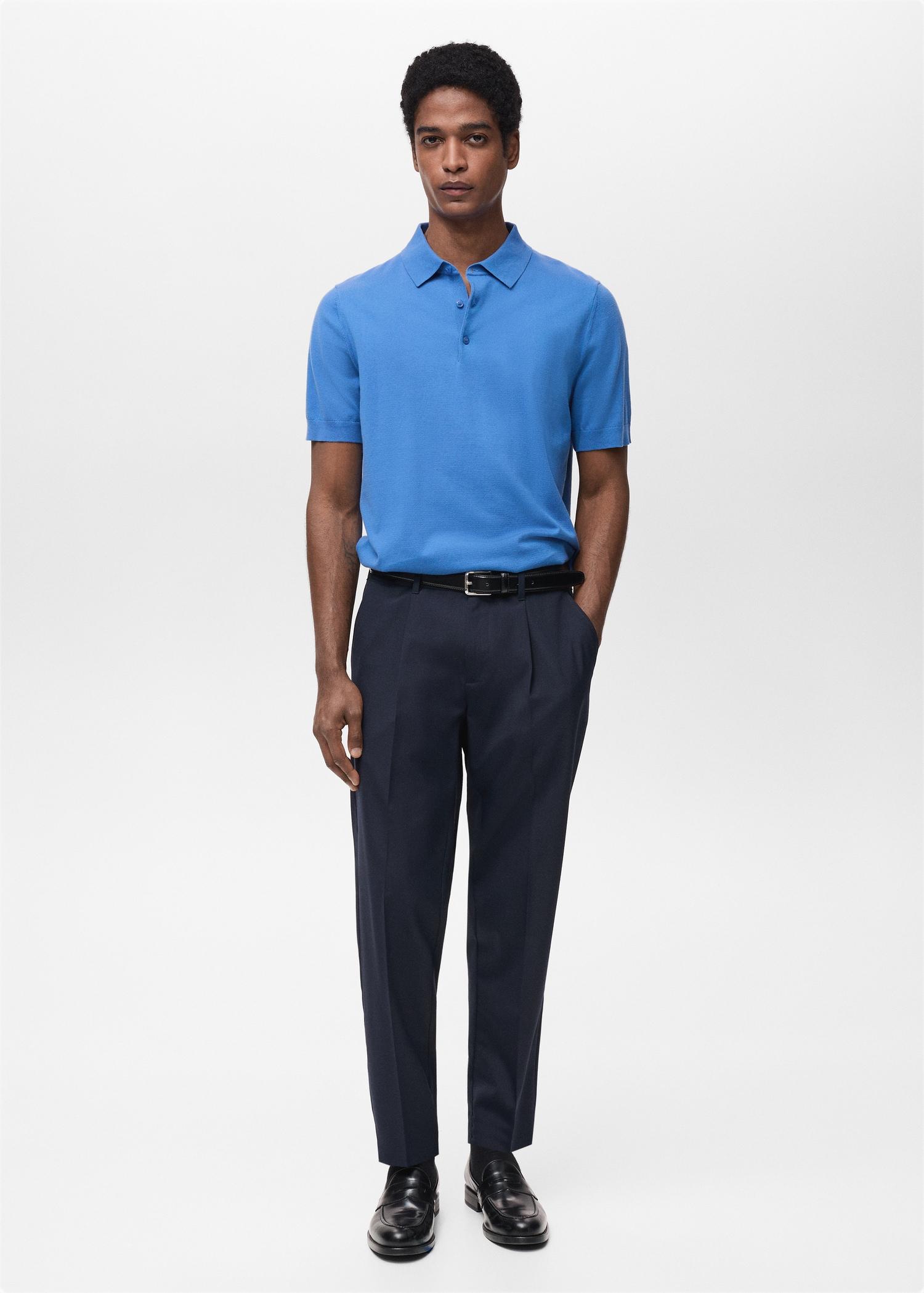 100% cotton fine-knit polo shirt - Men | MANGO USA Product Image