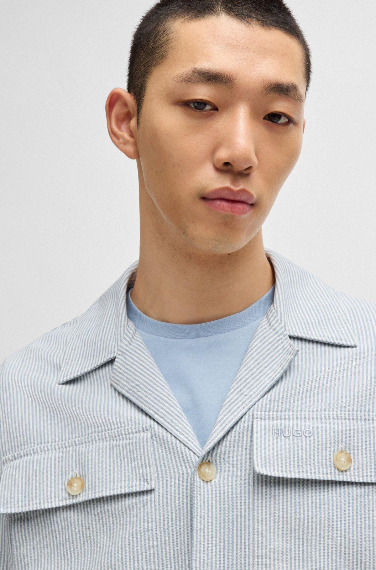 Oversize-fit overshirt in a striped Oxford cotton blend Product Image