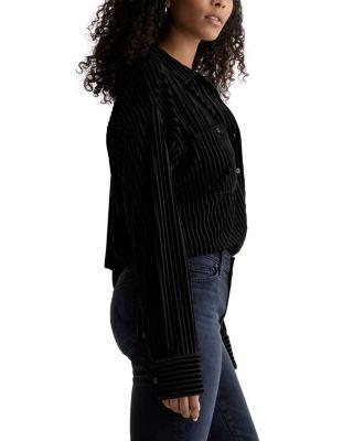 Flocked Velvet Striped Shirt Product Image