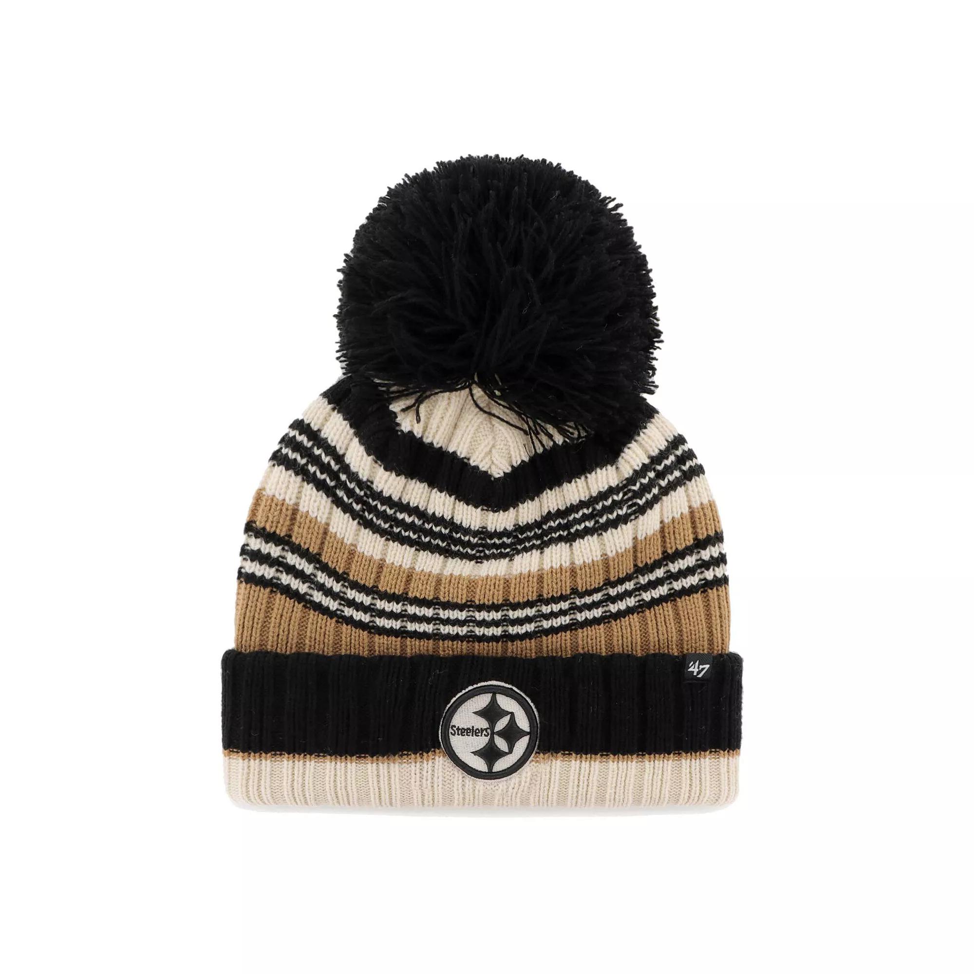 Womens 47 Natural Pittsburgh Steelers Barista Cuffed Knit Hat with Pom Product Image