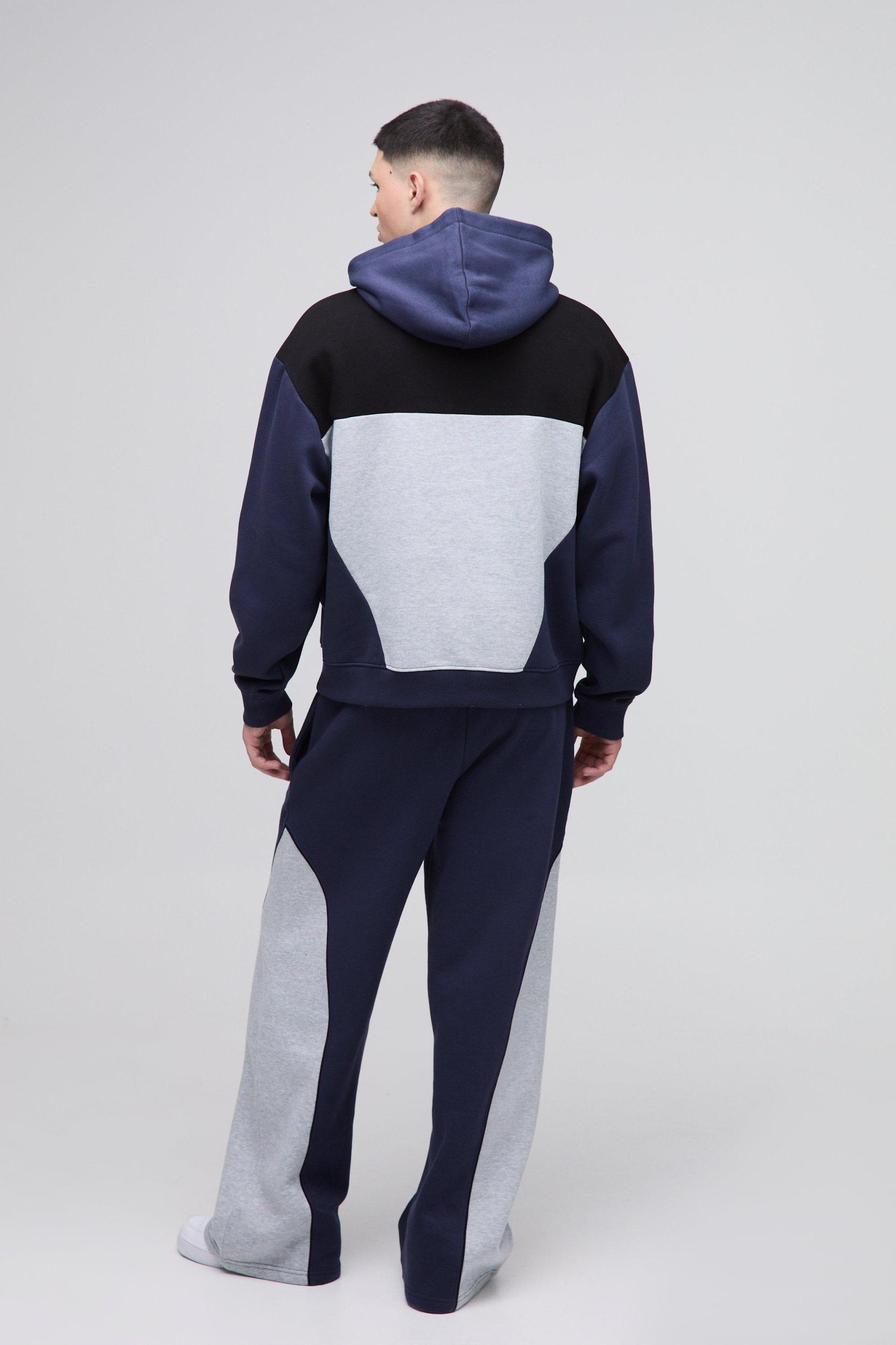 Oversized Boxy Official Colour Block Hooded Tracksuit | boohooMAN USA Product Image