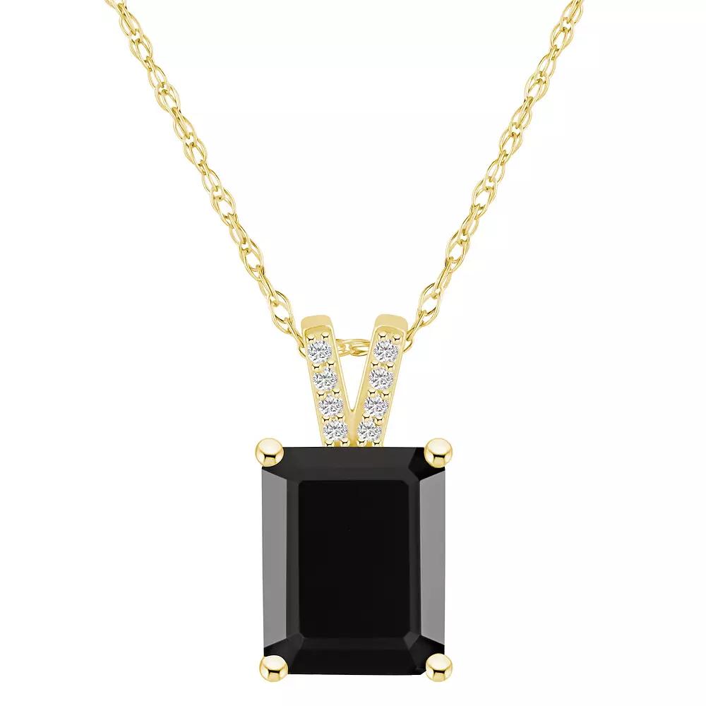 Alyson Layne 10k Gold Emerald Cut Gemstone Diamond Accent Pendant Necklace, Women's, Size: 18", Black Product Image