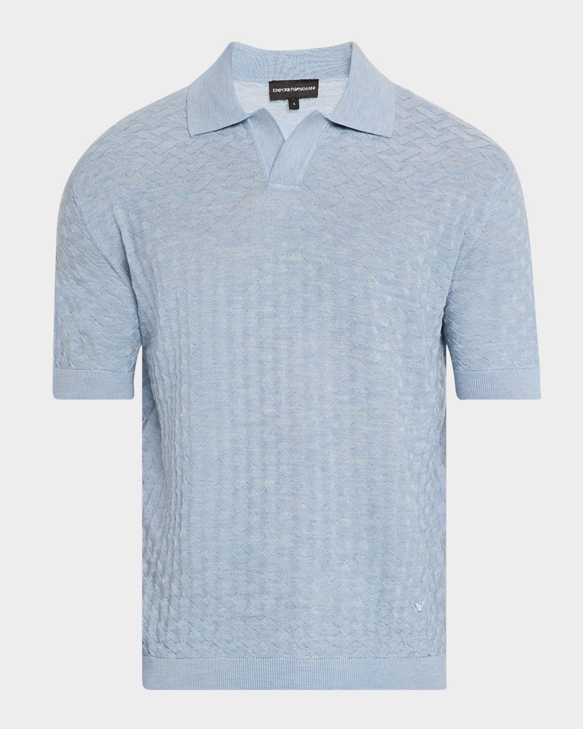 Mens Wool Johnny Collar Short-Sleeve Polo Sweater Product Image