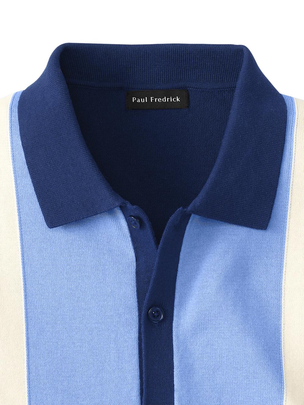 Cotton Button Front Polo - Navy Product Image