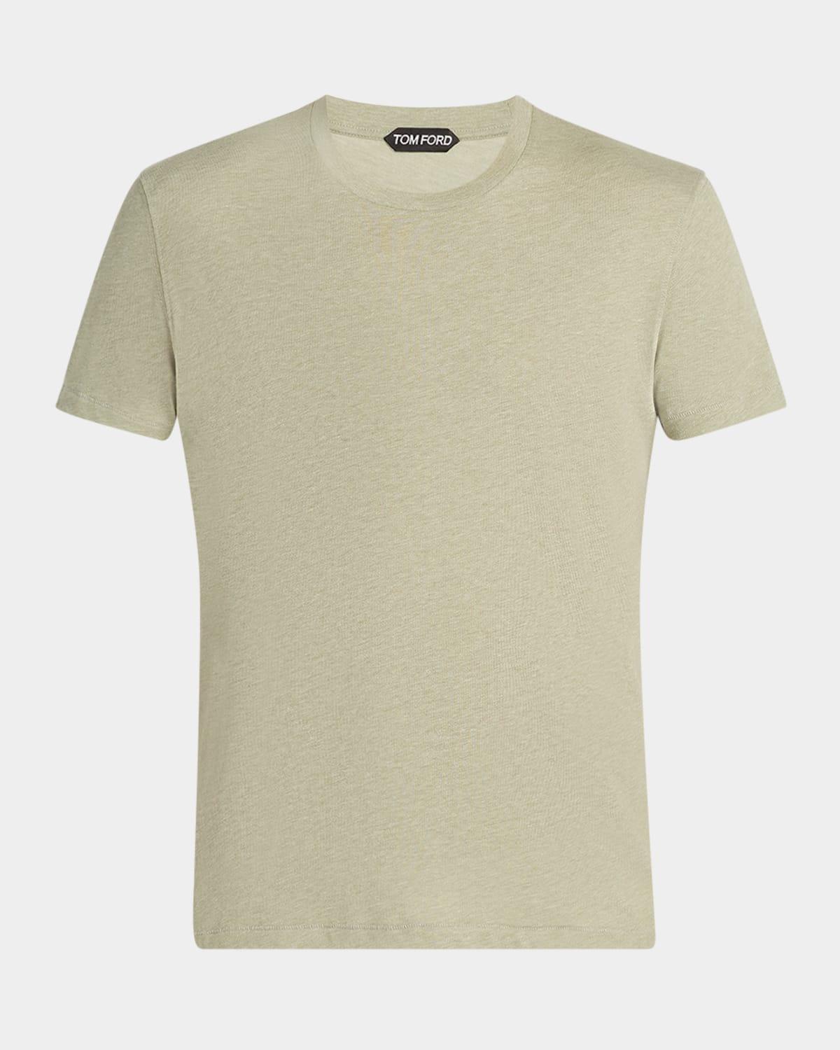 TOM FORD Black Basic Crewneck T-shirt With Tonal Stitching In Cotton Blend Man Product Image