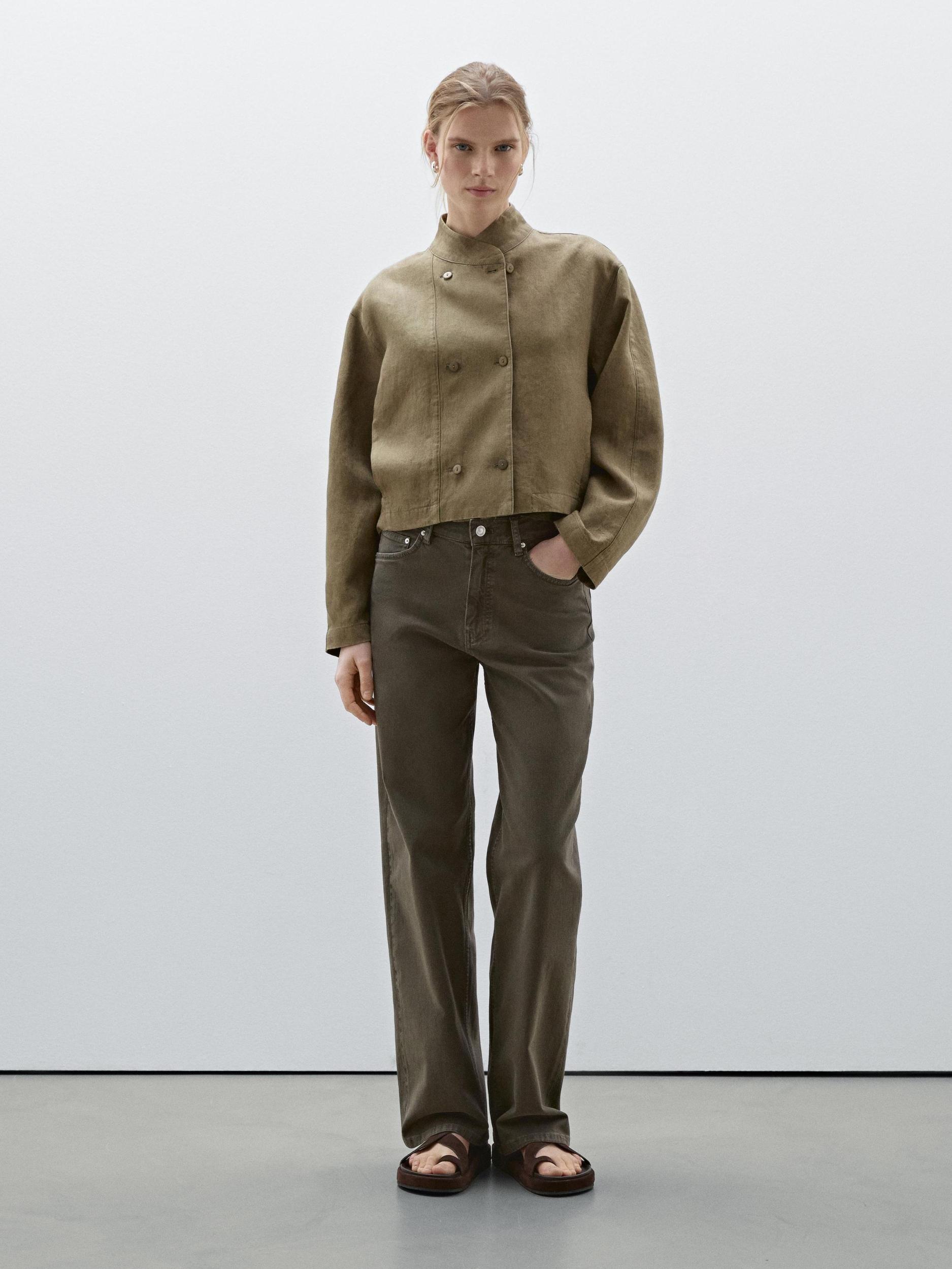 Straight-leg cotton blend jeans Product Image