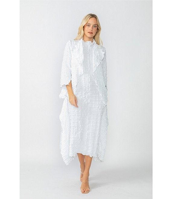 IC Collection Shawl Collar Open Front Asymmetric Hem 3/4 Sleeve Statement Jacket Product Image