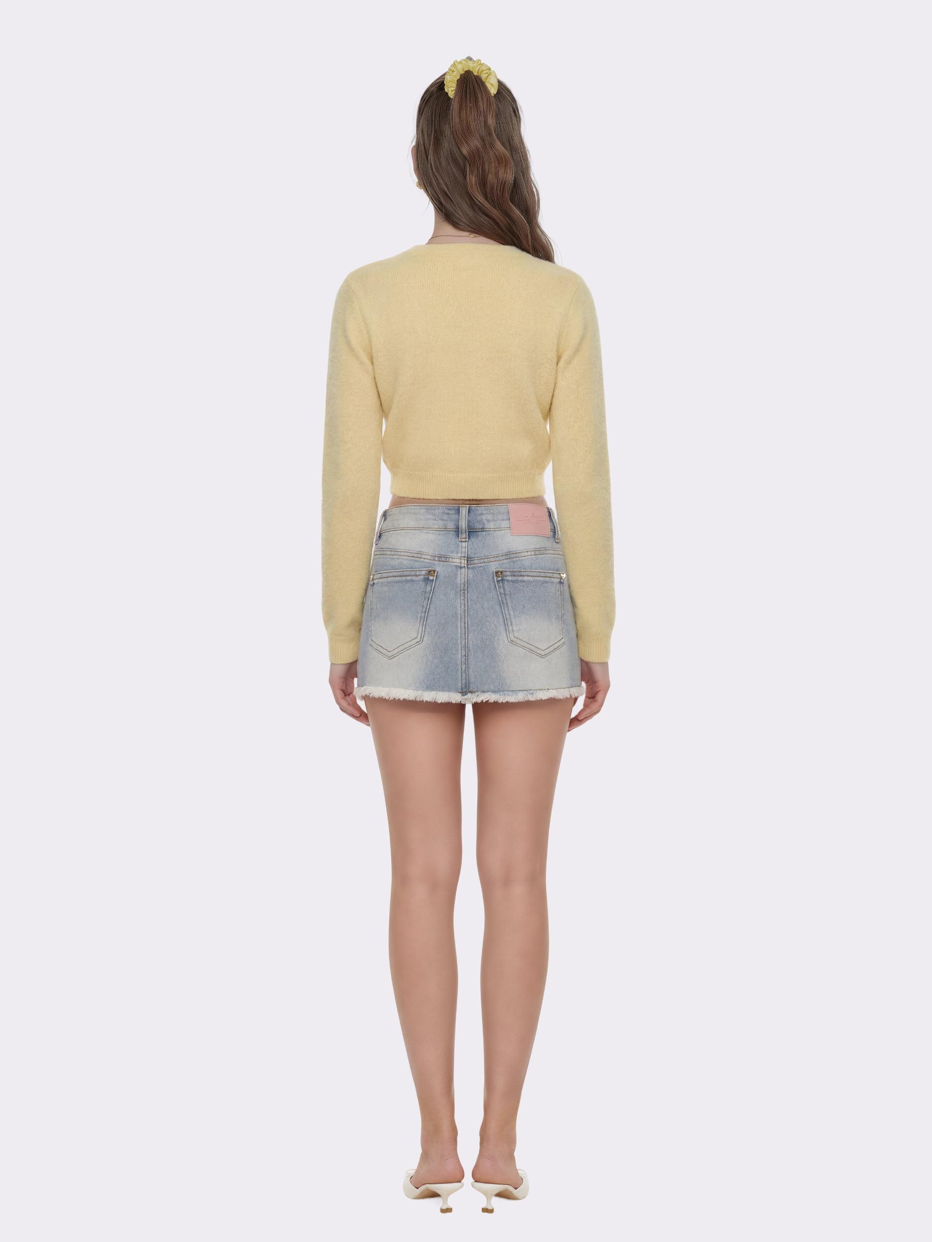 Lexi Low-Rise Light Blue Denim Mini Skirt Product Image
