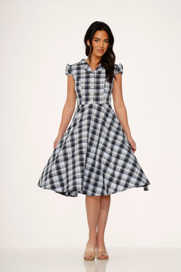 Blue Plaid Swing Dress Product Image