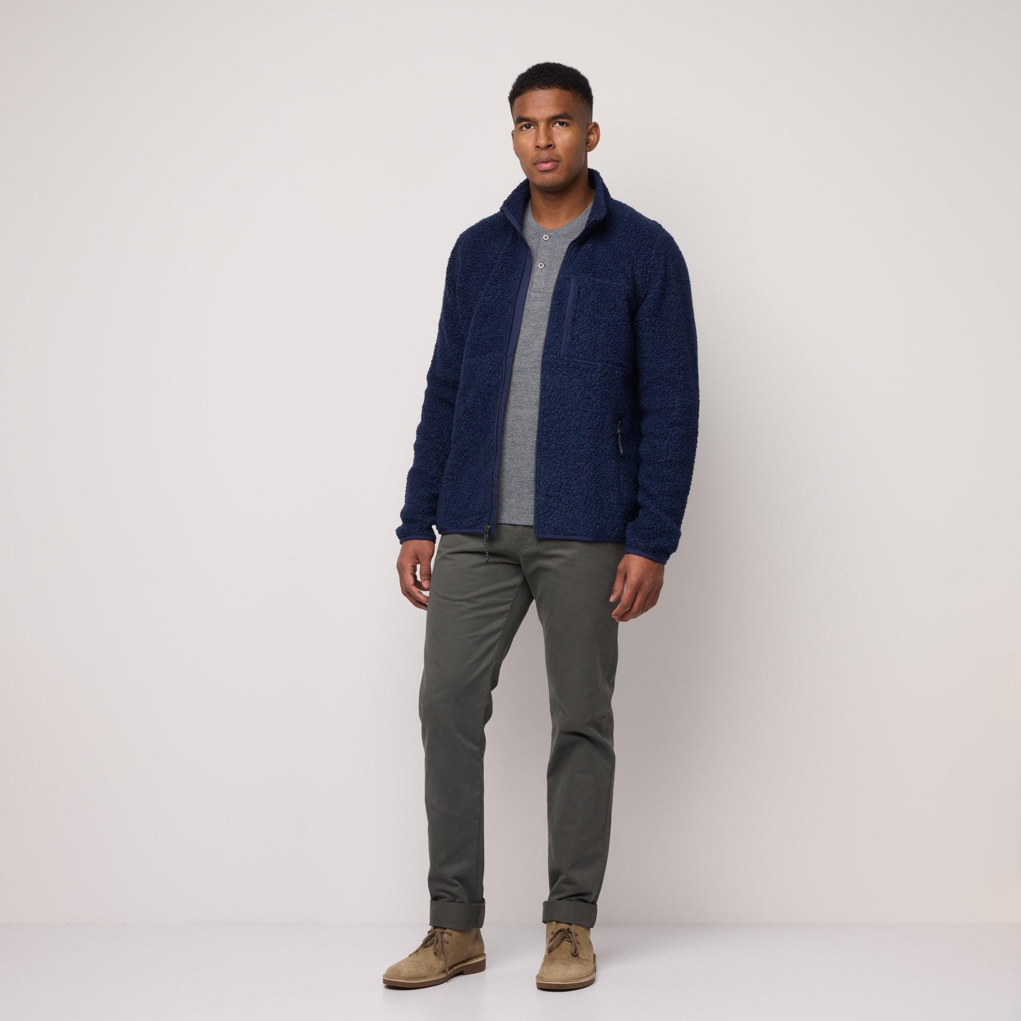 Merino Wool Fleece Jacket | Navy Heather Product Image