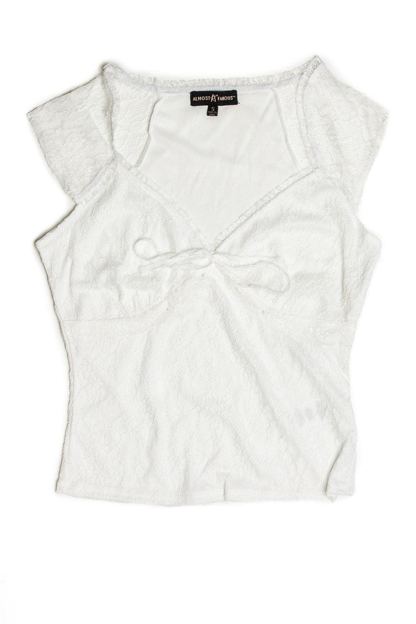 White Sweetheart Lace Top Product Image