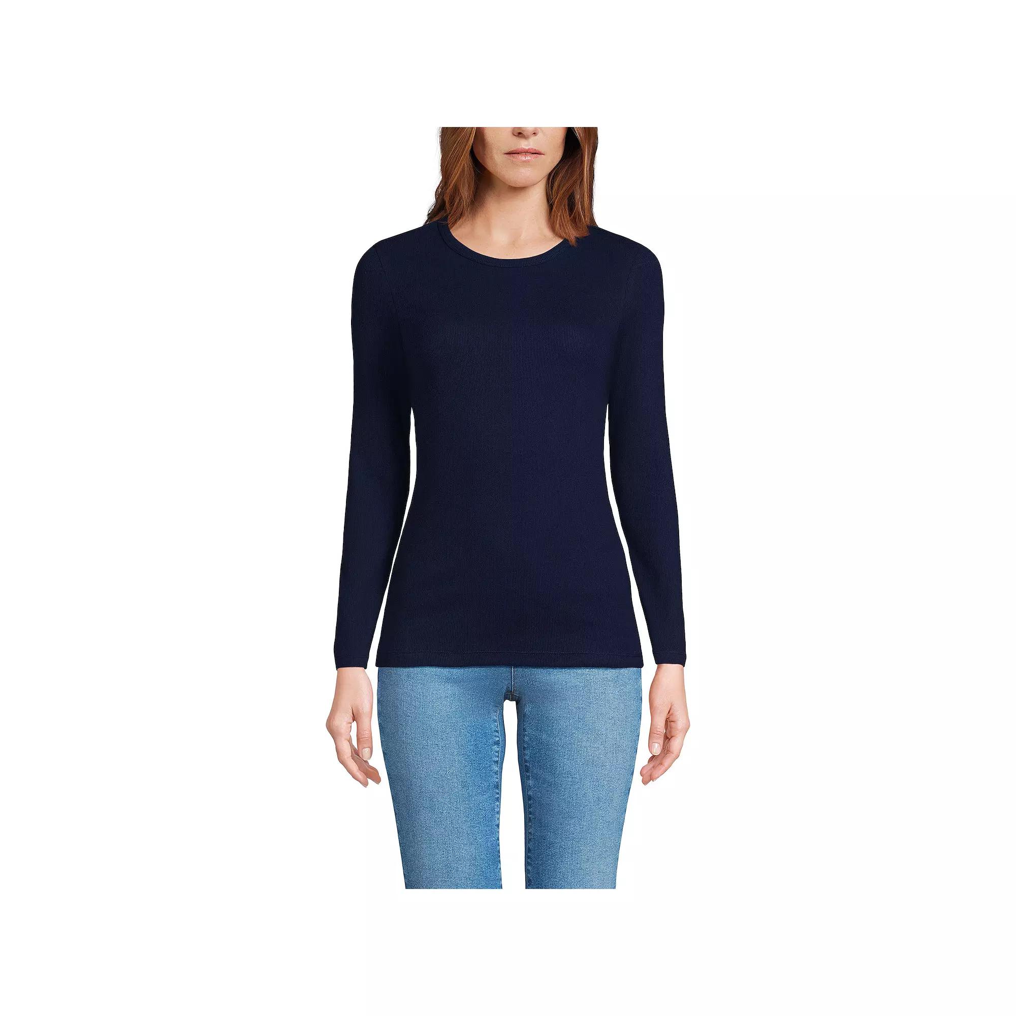 Women's Tall Lands' End Long Sleeve Micro Rib Tee,  Product Image