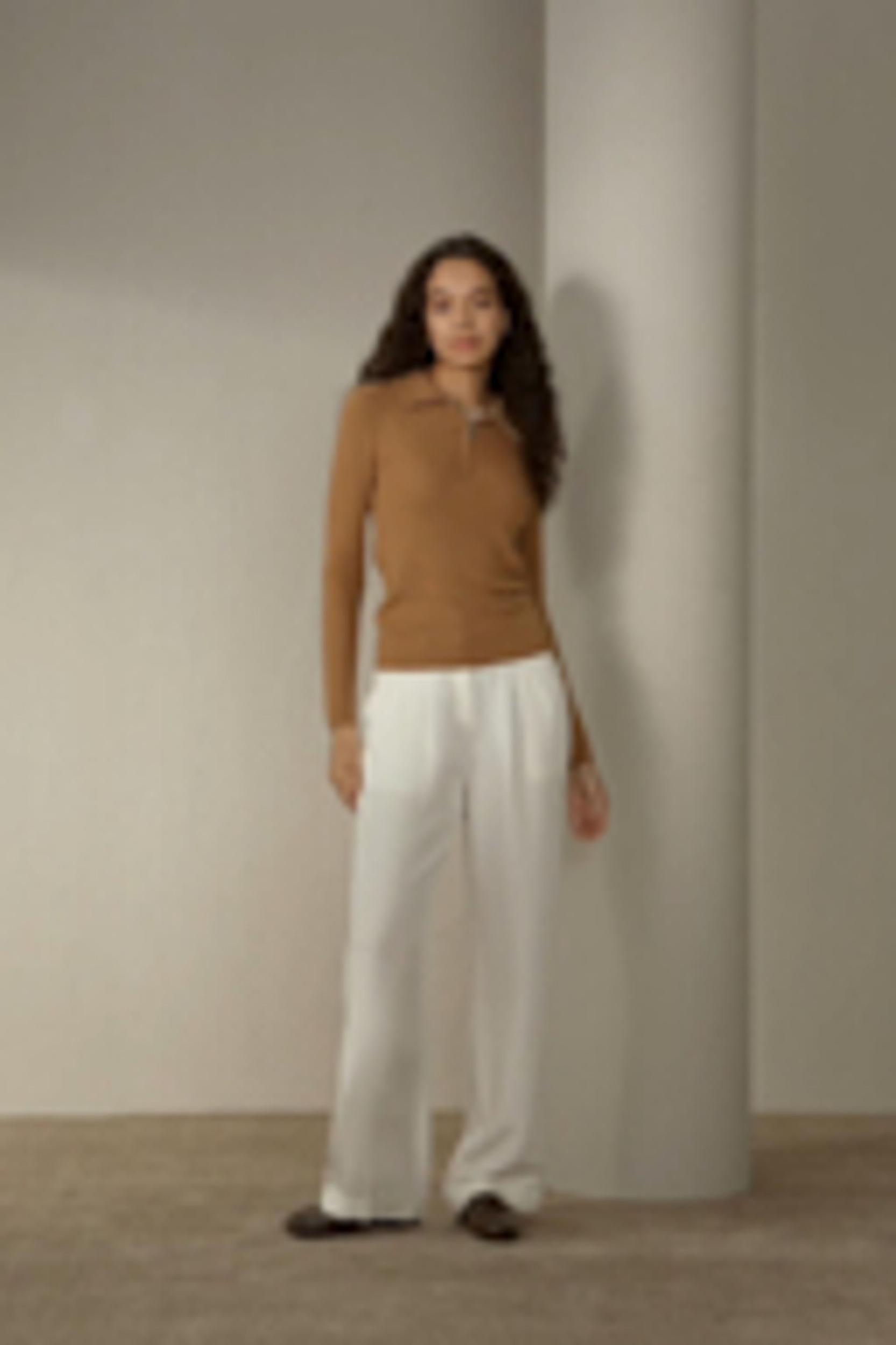 Gaia Ribbed Half Zip Ultra-fine Merino Wool Sweater Product Image