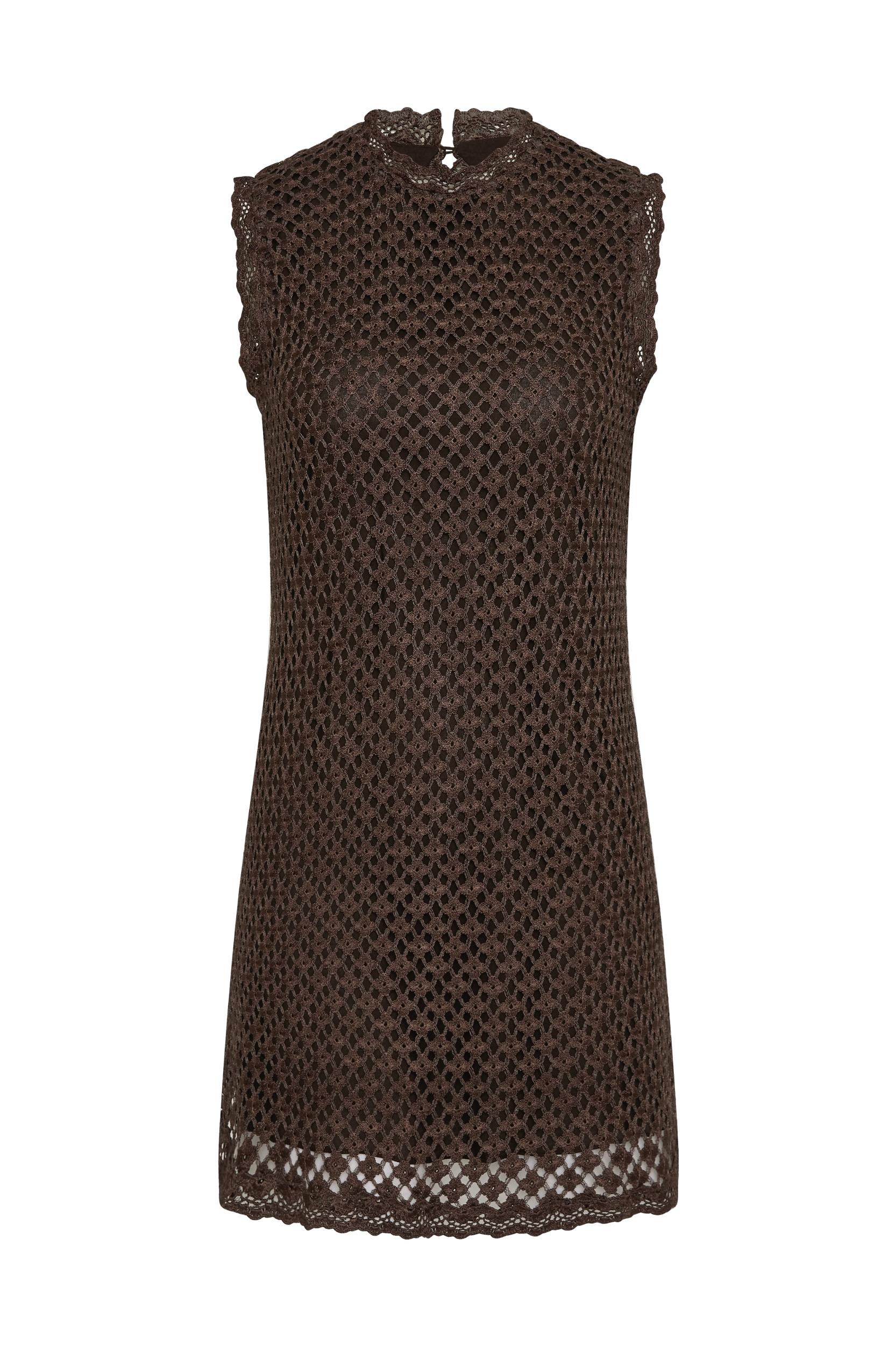 Cyrene Mini Dress Floral Lace Brown - Final Sale Product Image