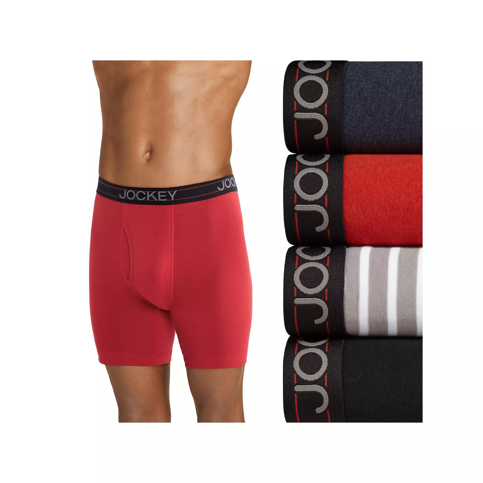 Men's Jockey® 4-Pack Lightweight Cotton Blend 7" Long Leg Boxer Brief,  Product Image