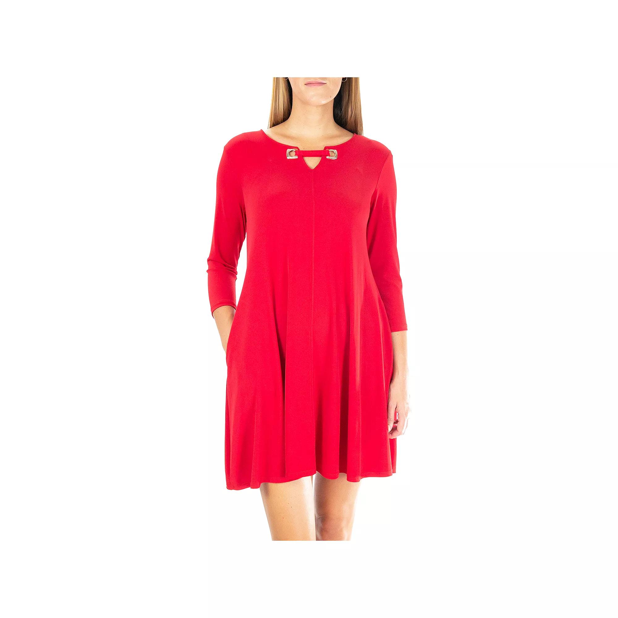 Women's Nina Leonard Embellished Keyhole Swing Dress,  Product Image