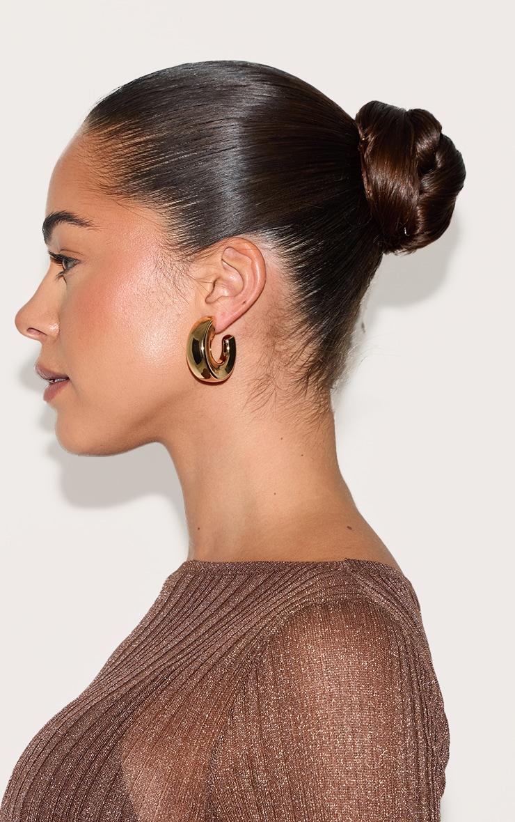 Gold Oversized Chunky Hoop Earrings Product Image
