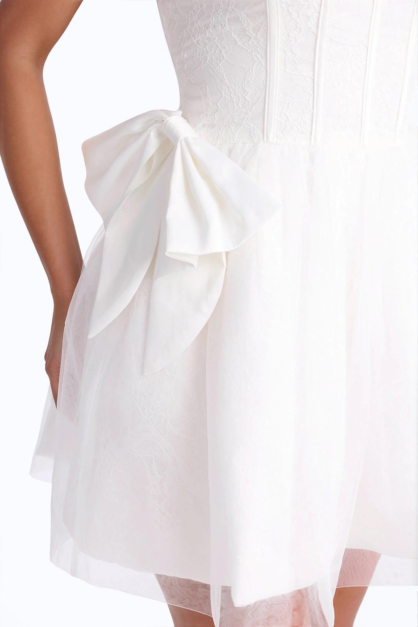 Rayna Embellished Lace Mini Dress - White Female Product Image