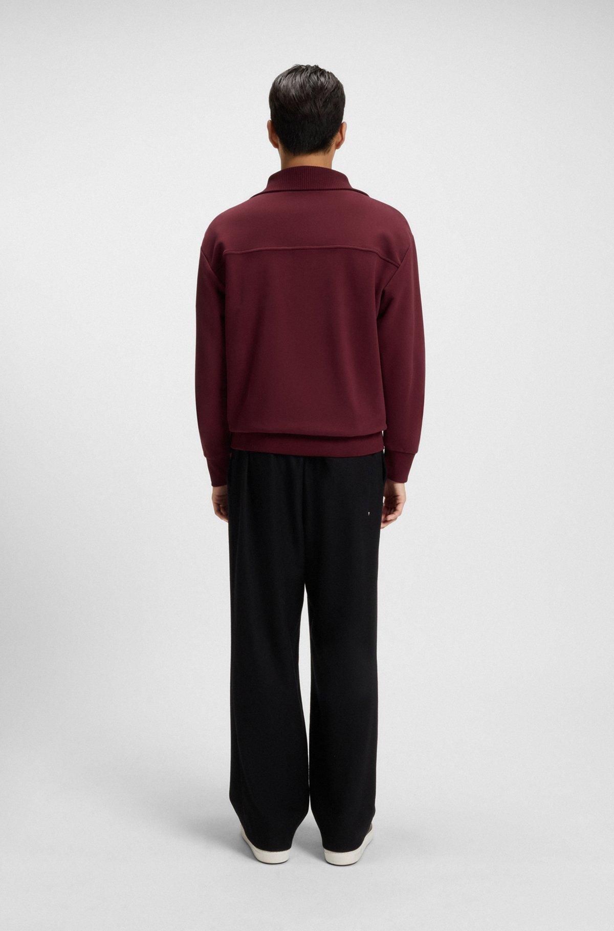 Peached-cotton sweatshirt with ribbed zip neck Product Image