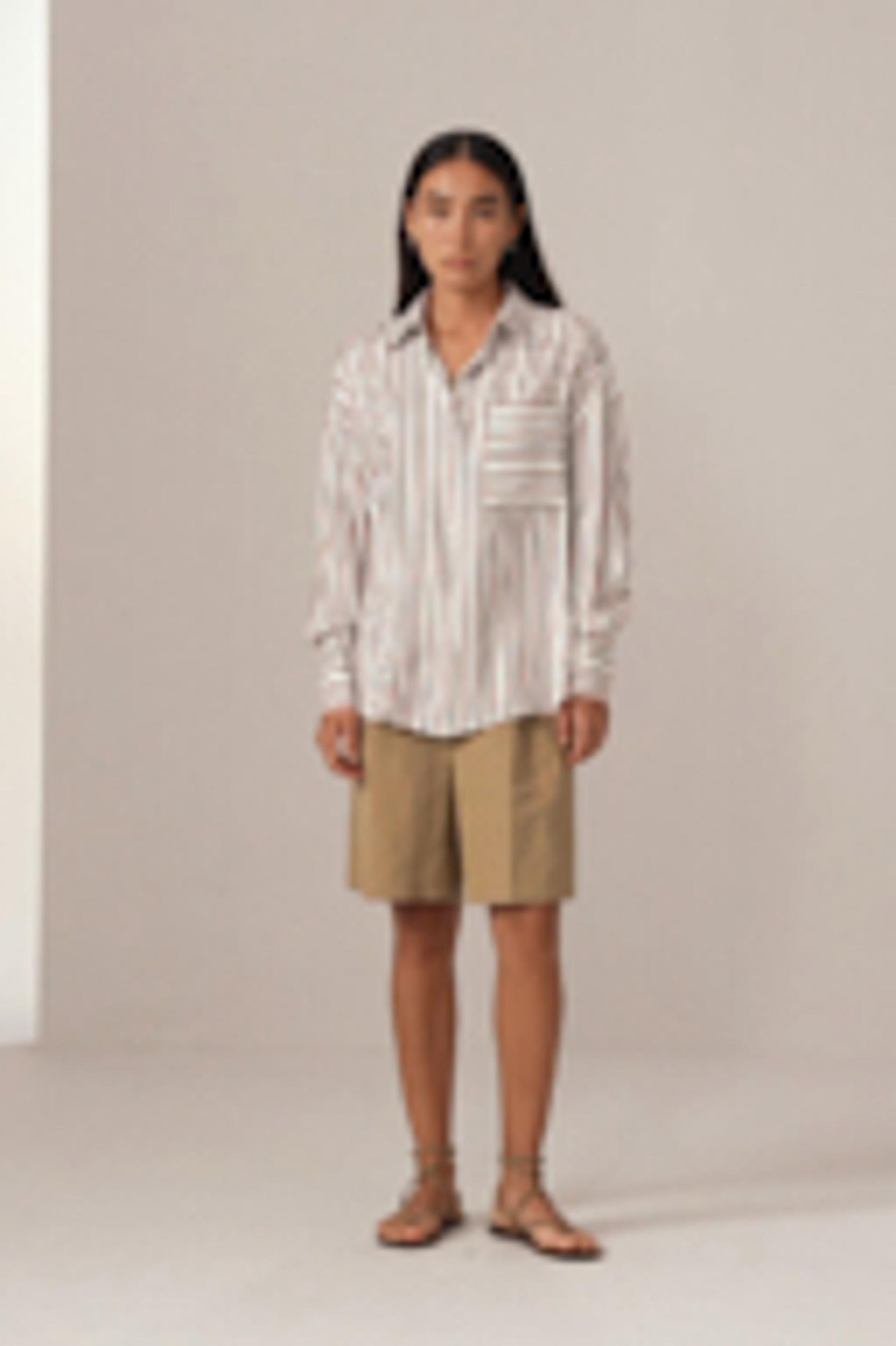 Oversized Striped Silk-Twill Shirt Product Image