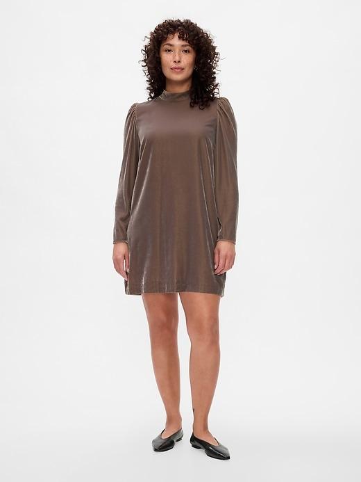 Recycled Velvet Puff-Sleeve Mini Dress Product Image