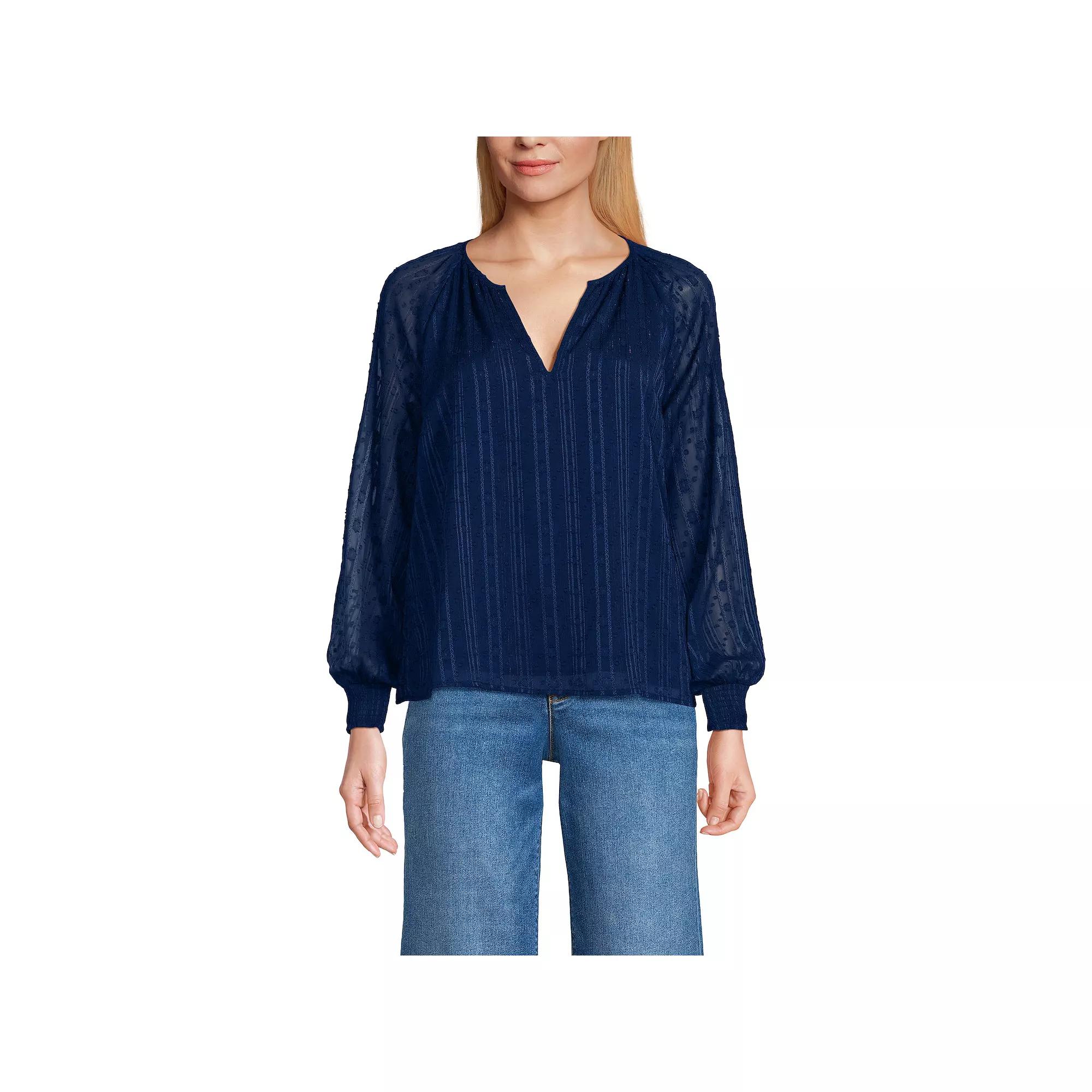 Women's Lands' End Clip Dot Chiffon Blouse,  Product Image